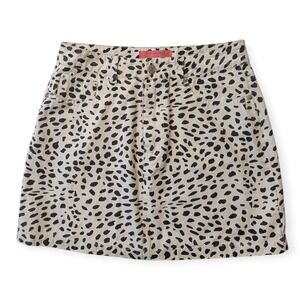 Signature8 Dalmatian Print Cotton Denim Mini Skirt Black White Women's Size S